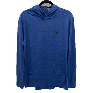 Spyder Active Men's M Blue Pullover Stretch Hoodie ProWeb Performance Shirt